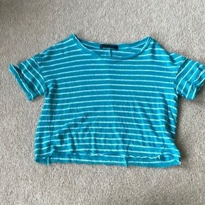 Cropped Teal Striped T-shirt
